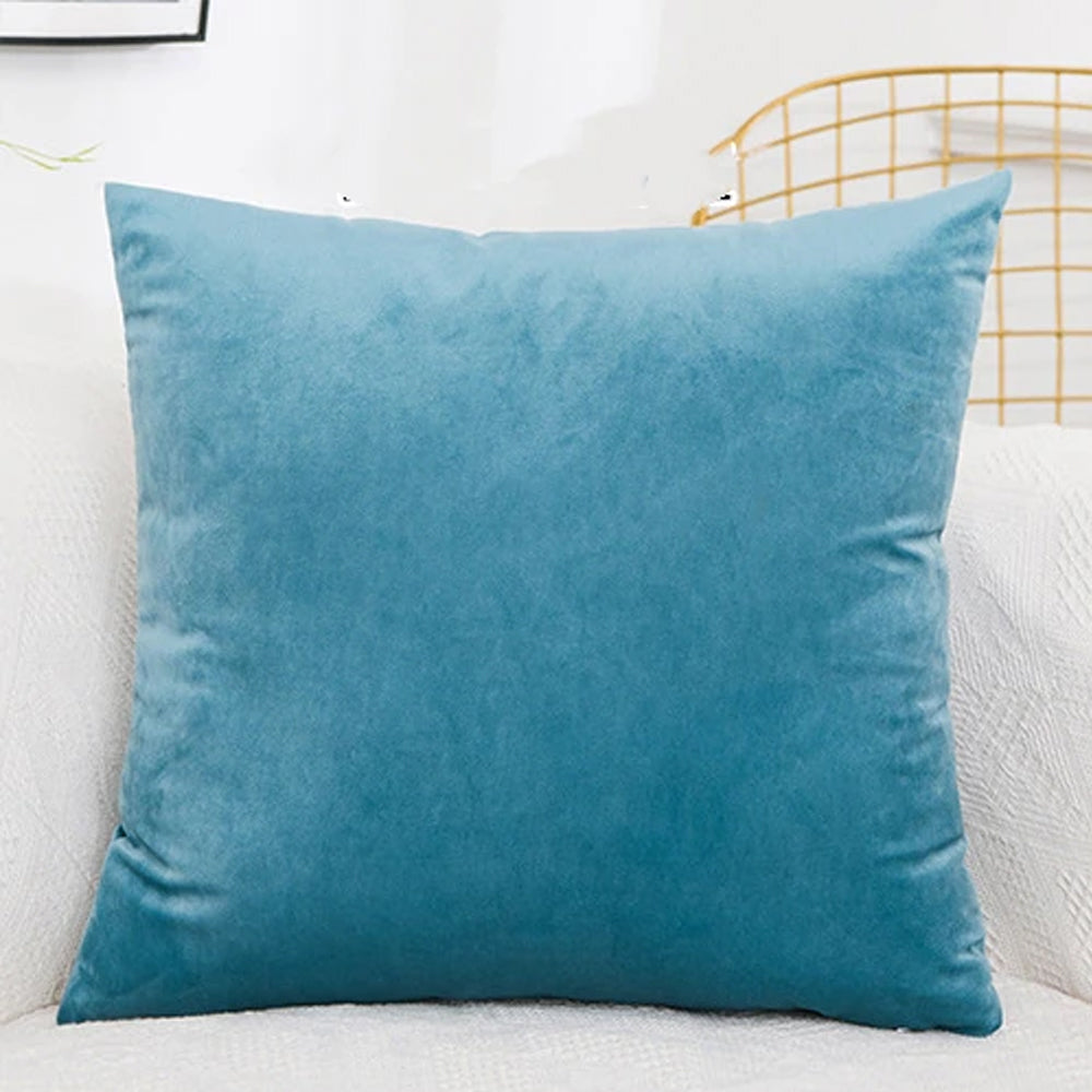 Pack of 2 velvet decorative plain cushion ( Aqua )