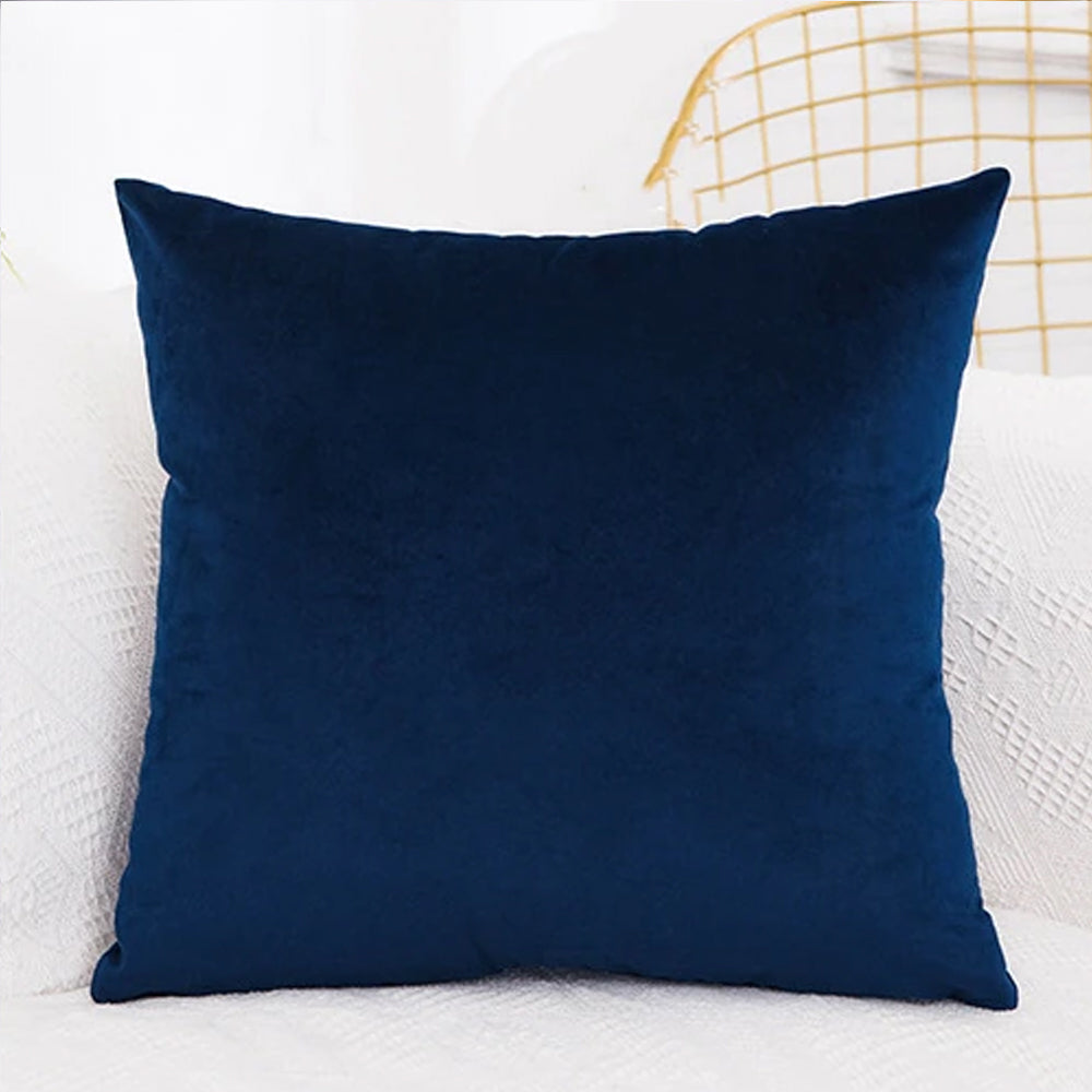 Pack of 2 velvet decorative plain cushion ( Navy )