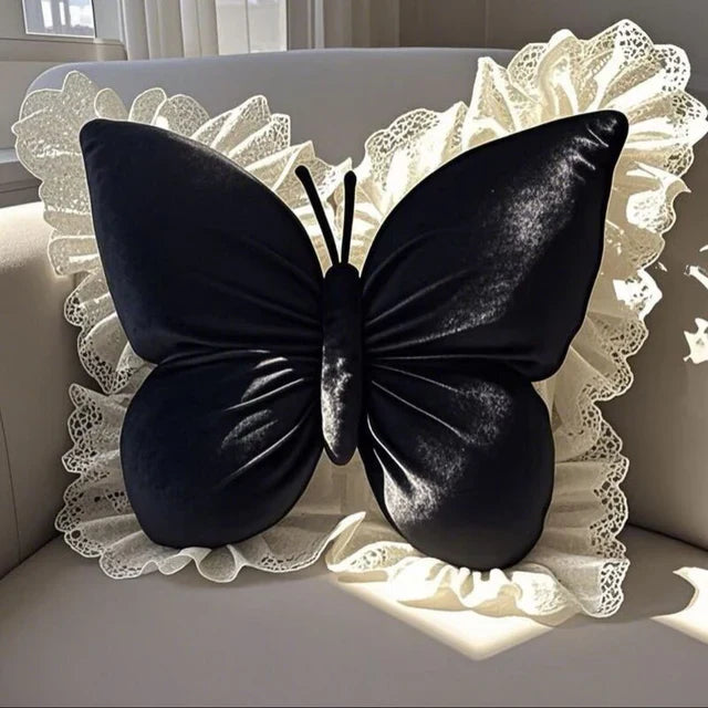 Pack of 1 pack velvet butterfly cushion ( black )