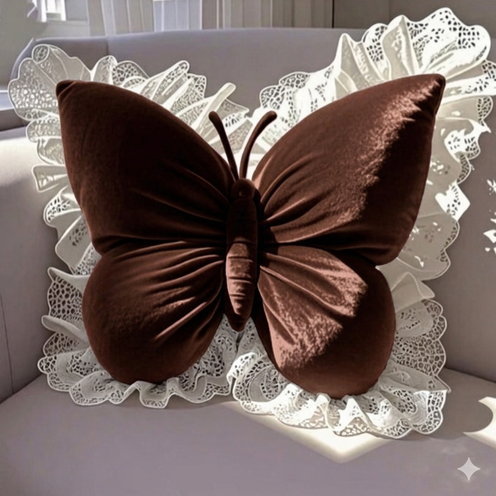 Pack of 1 pack velvet butterfly cushion ( chocolate )