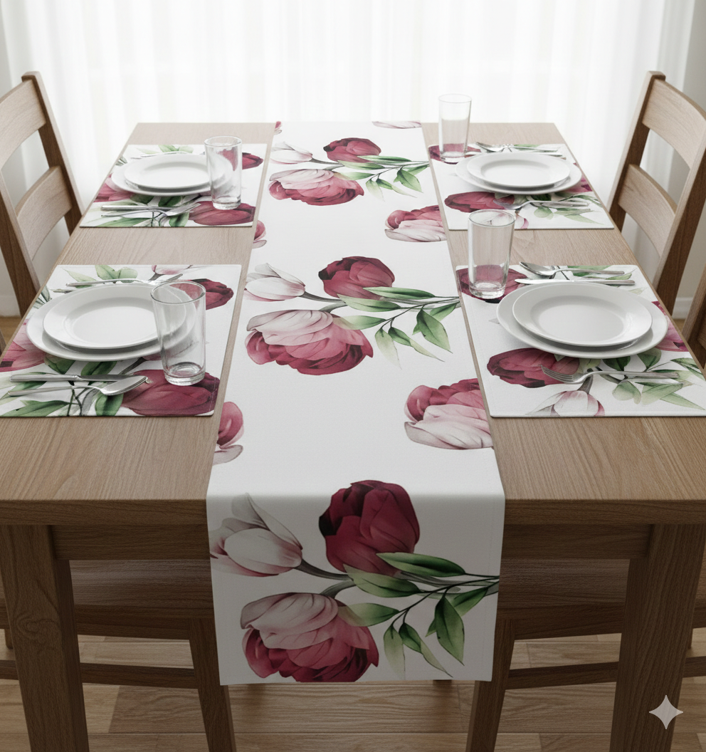 Pack of 7 pack velvet decorative laser table runner Brown & white