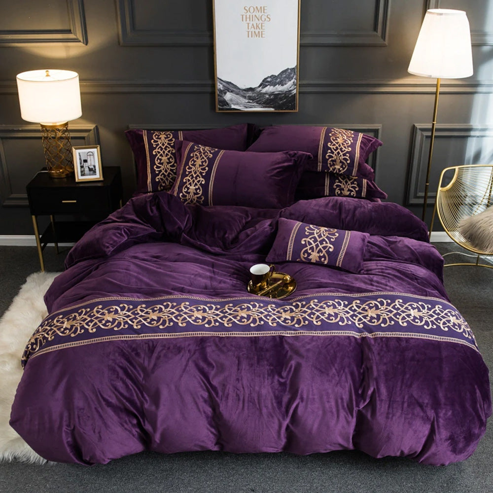 Laser velvet Duvet set 8 Pieces(PURPLE)