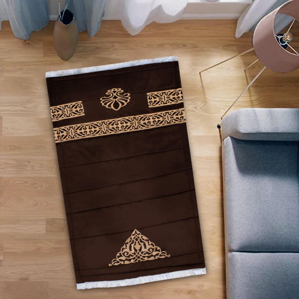 Luxury velvet fabric prayer mat ( Brown )