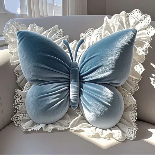 Pack of 1 pack velvet butterfly cushion  ( sky blue )