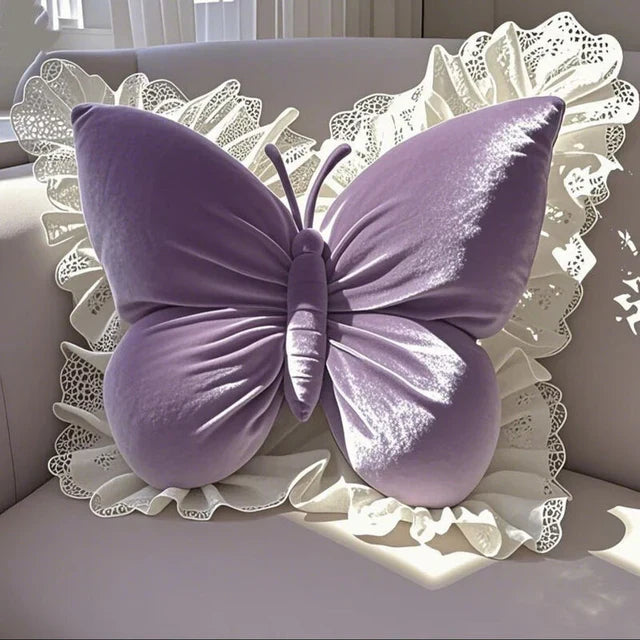 Pack of 1 pack velvet butterfly cushion  ( light purple )