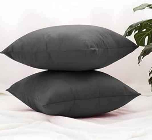 Pack of 2  velvet decorative plain cushion ( dark grey )
