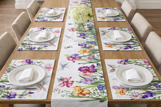 Pack of 7 pack velvet decorative print table runner