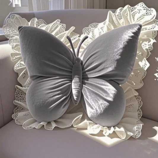 Pack of 1 pack velvet butterfly cushion  ( grey )