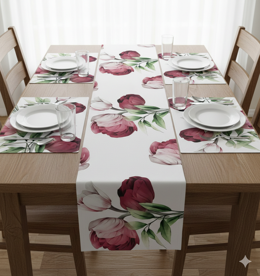 Pack of 7 pack velvet decorative laser table runner Brown & white