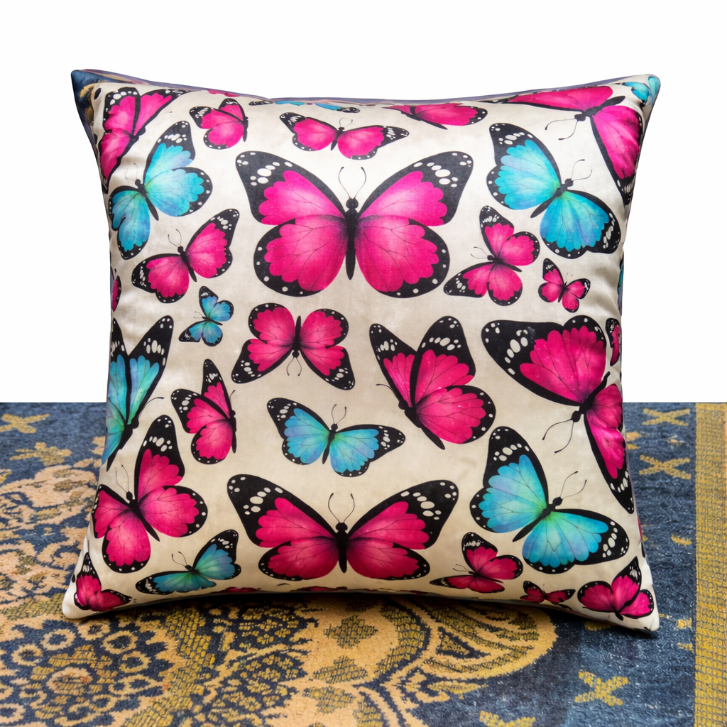 Pack of 2 pack vevet decorative print cushion  ( multi )