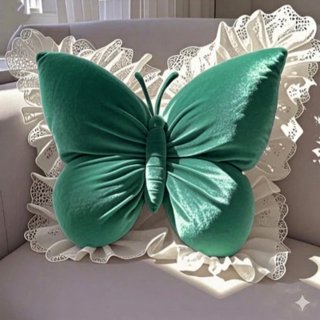 Pack of 1 pack velvet butterfly cushion  ( green )
