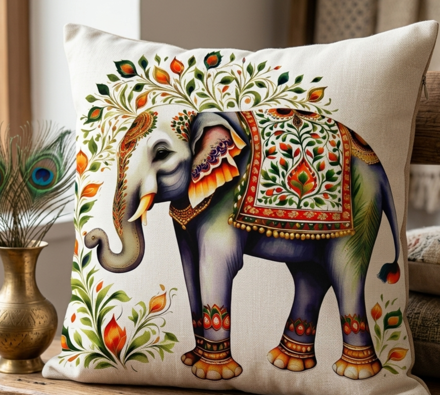 Pack of 2 pack velvet decorative print cushion  ( multi )