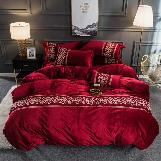 Laser velvet Duvet set 8 Pieces( MAROON)