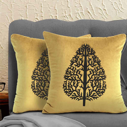 Pack of 2 pes velvet decorative cushion m ( Gold & black )