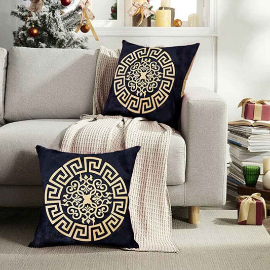 Pack of 2 pes velvet decorative cushion  (Black & Gold)